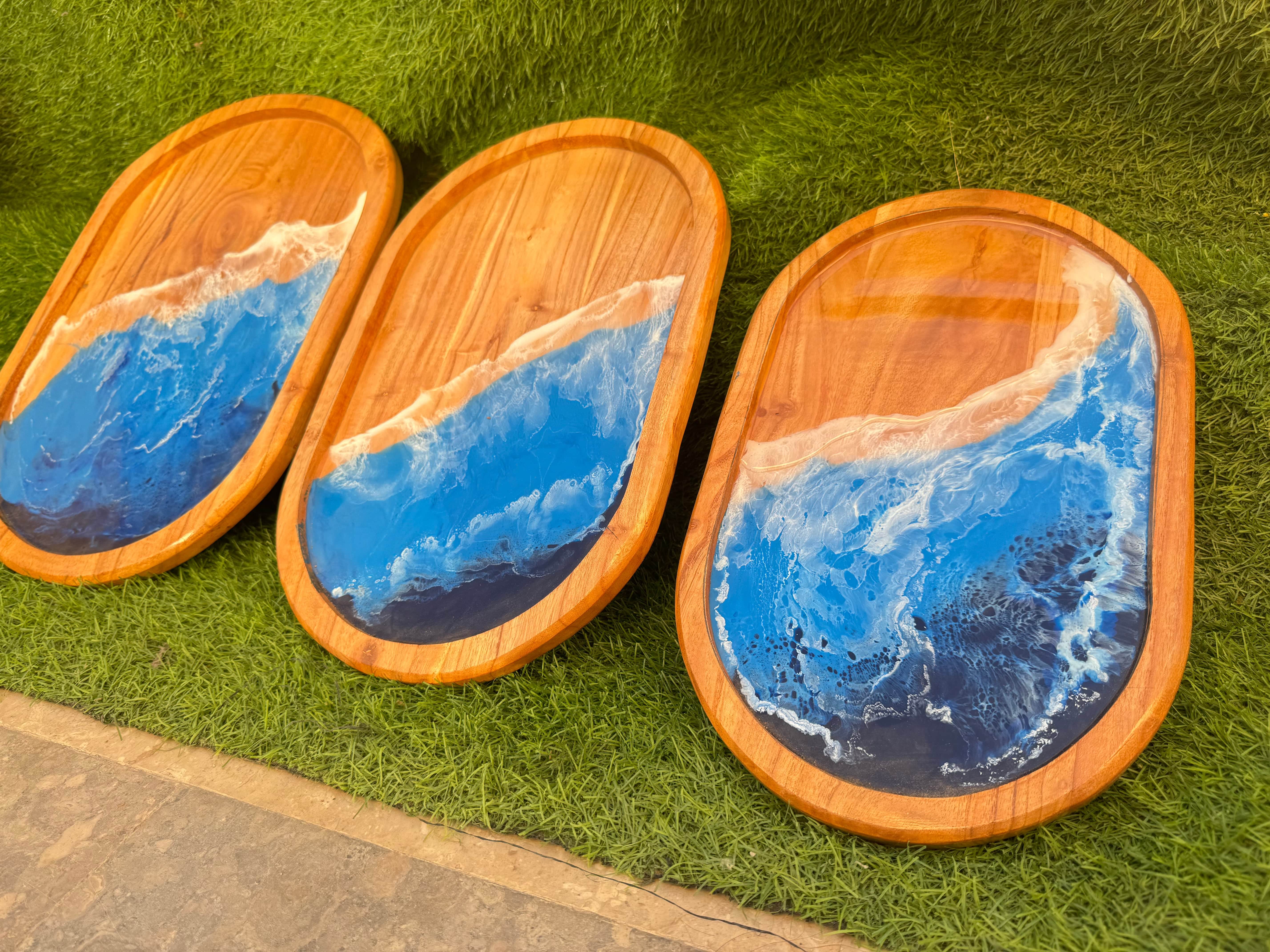 Wooden Resin Trays (Set of 3)