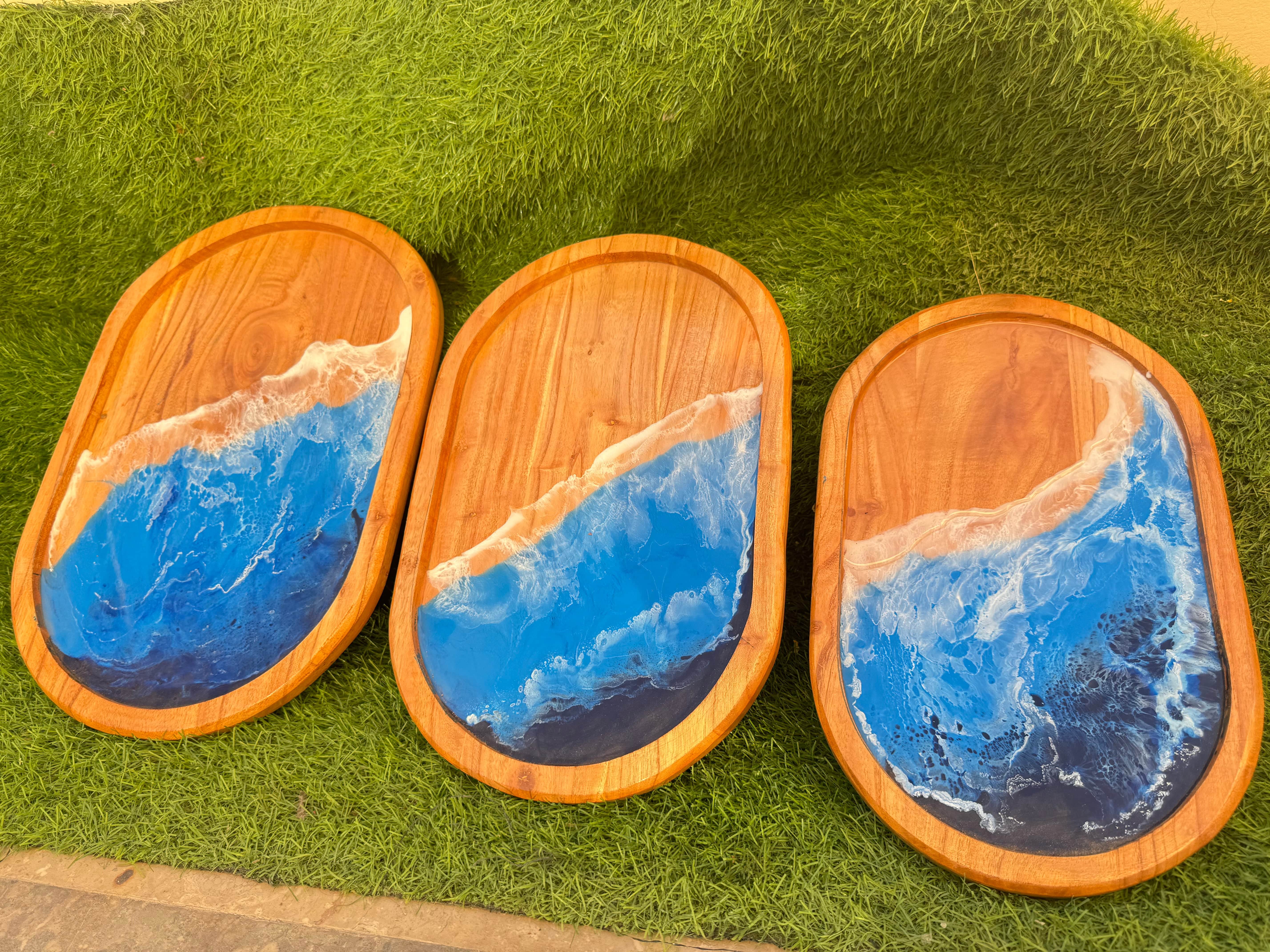 Wooden Resin Trays (Set of 3)