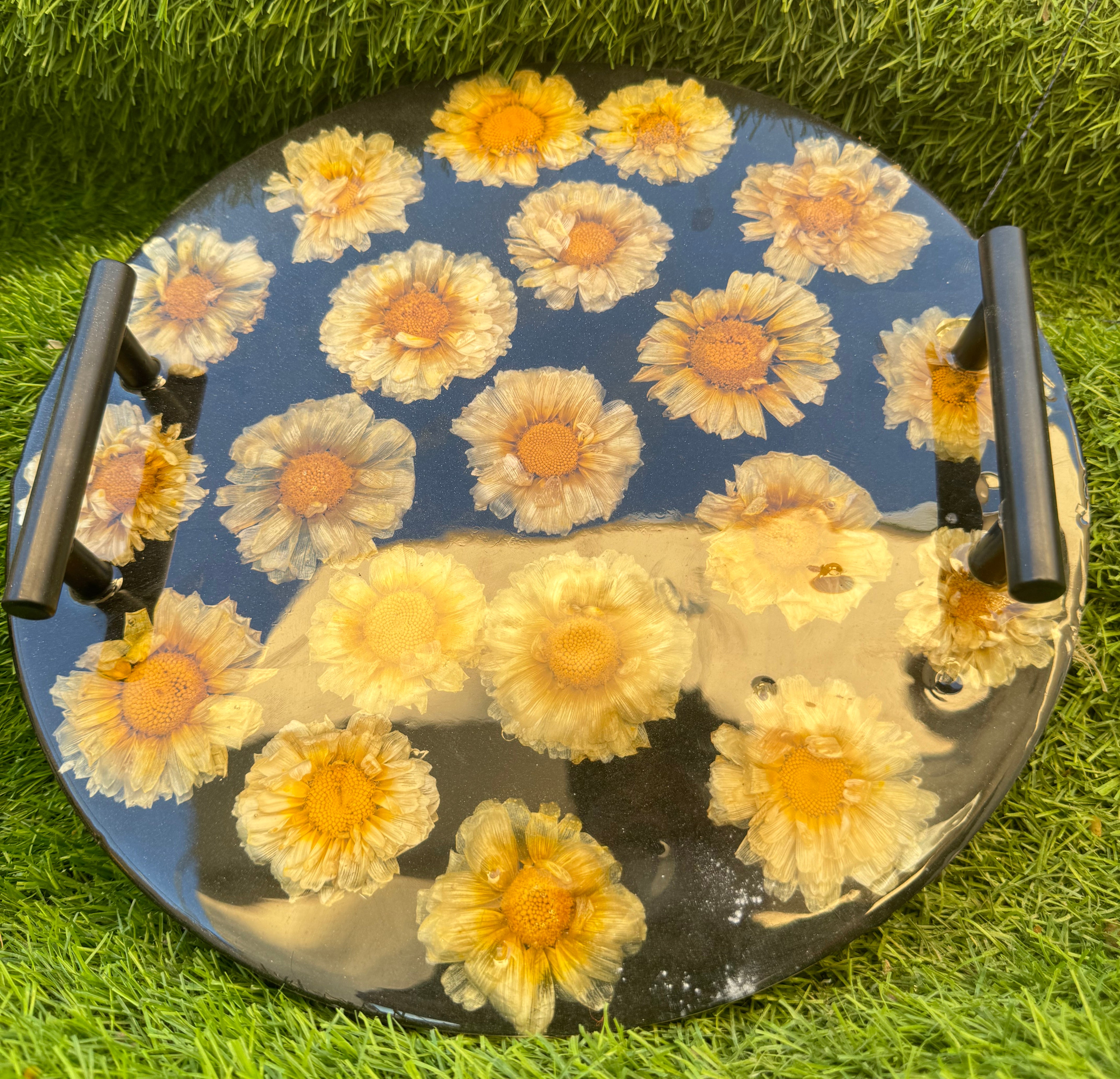 Resin Decor Trays with Daisy Flower